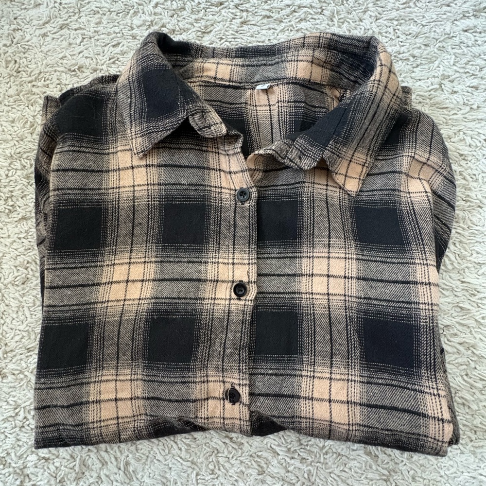 SHEIN Black and Tan Plaid Jacket